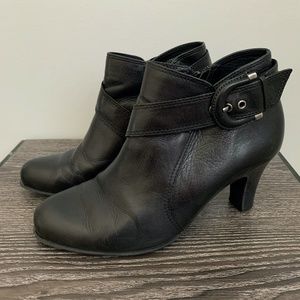 Cole Haan Black Calixta Leather Buckle Booties C1